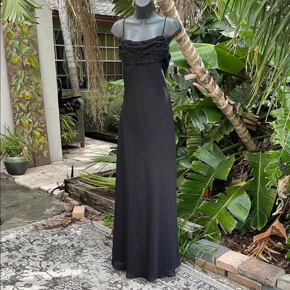 vintage Chelsea, Knights, Elegant Black slip, dress Evening Gown - Picture 1 of 10